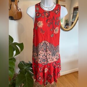 🌞Free People Red Floral Mini Dress, XS, #73